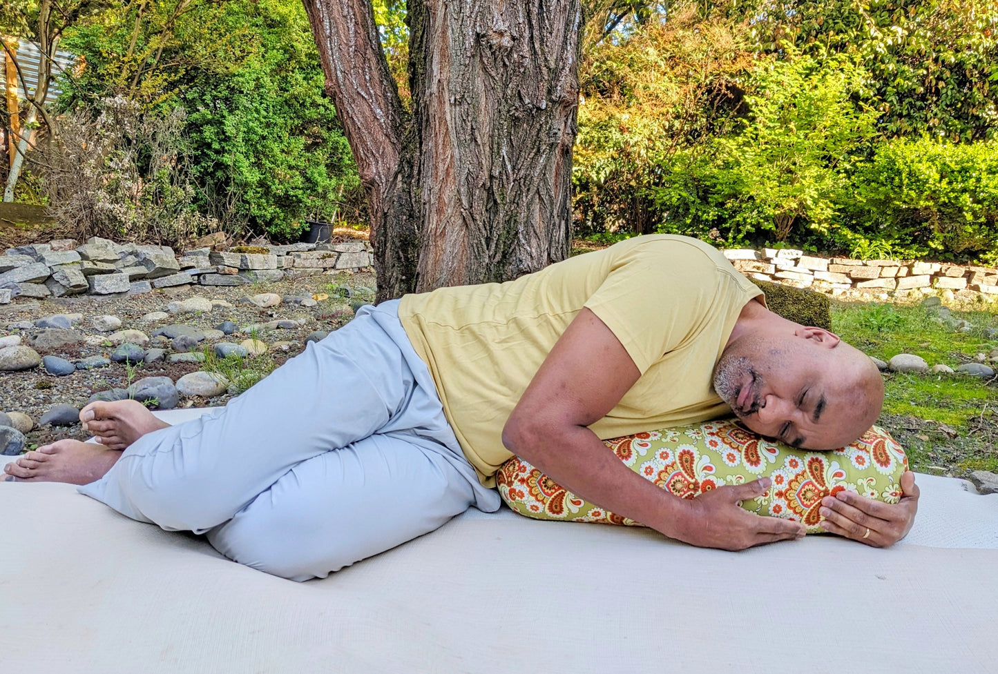 Yoga Bolster -  Lime Damask