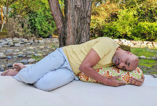 Yoga Bolster -  Lime Damask