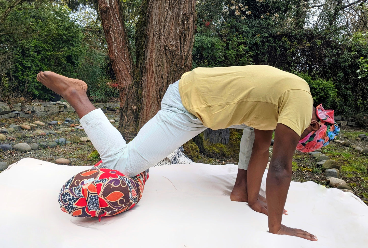 Yoga Bolster - Hibiscus Linen